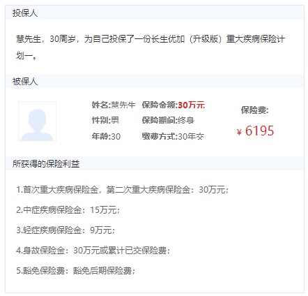 長生優(yōu)加重大疾病保險(xiǎn)案例介紹