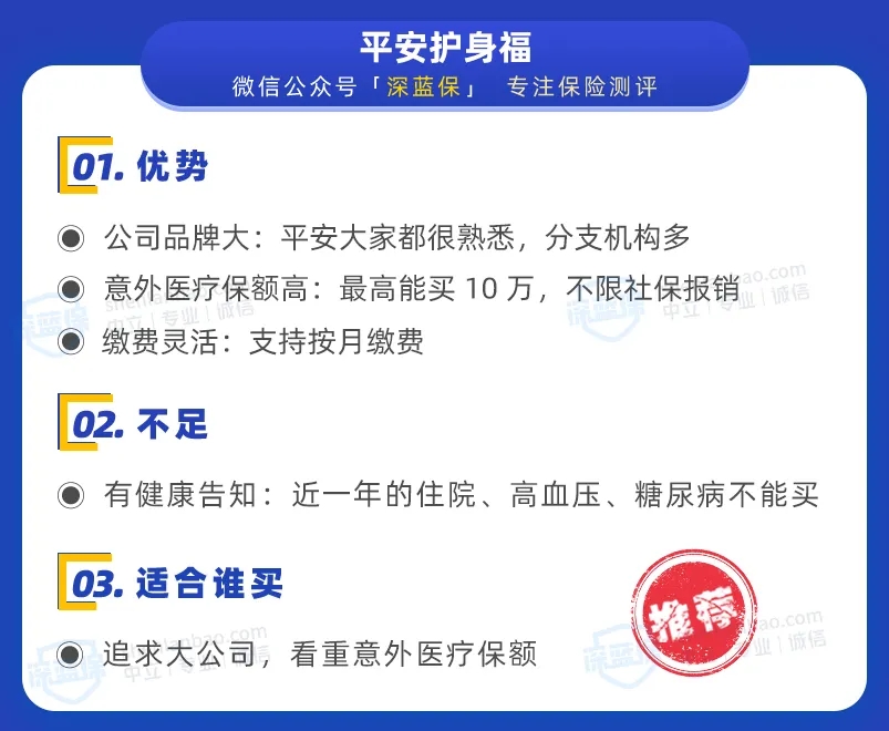 平安護(hù)身福：大品牌，醫(yī)療保額高
