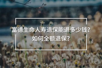 富德生命人壽退保能退多少錢(qián)？如何全額退保