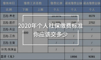 2020年個(gè)人社保繳費(fèi)標(biāo)準(zhǔn) 你應(yīng)該交多少
