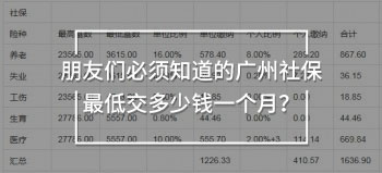 廣州社保最低交多少錢一個月