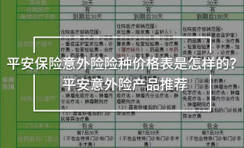 平安保險意外險險種價格表