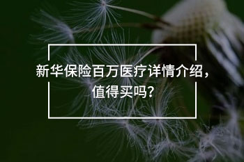 新華保險百萬醫(yī)療詳情介紹，值得買嗎？