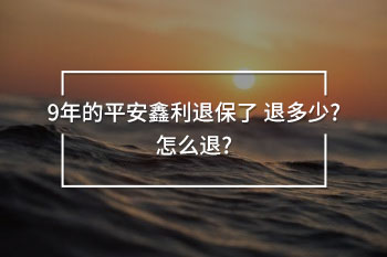 9年的平安鑫利退保了