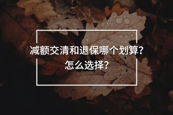 減額交清和退保哪個(gè)劃算