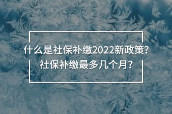 社保補(bǔ)繳2022新政策