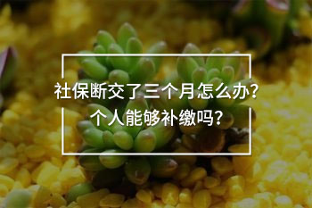社保斷交了三個(gè)月怎么辦？個(gè)人能夠補(bǔ)繳嗎？
