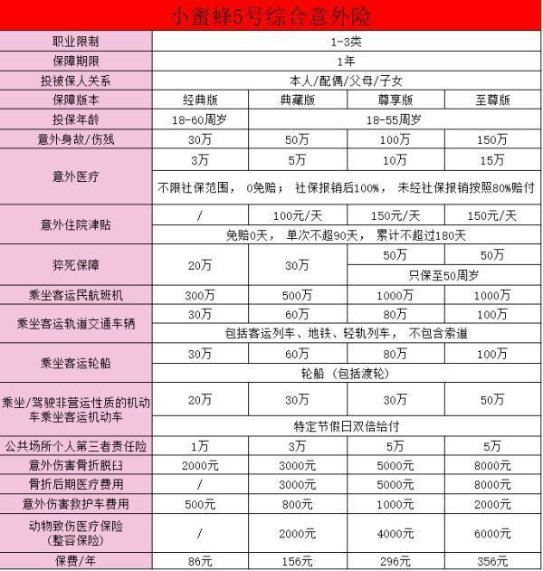 小蜜蜂5號意外險在哪里買？有哪些保障？