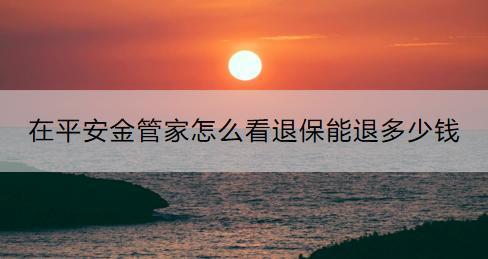 在平安金管家怎么看退保能退多少錢