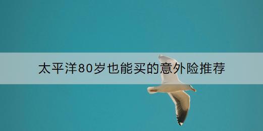 太平洋80歲也能買的意外險推薦哪款？如何購買？