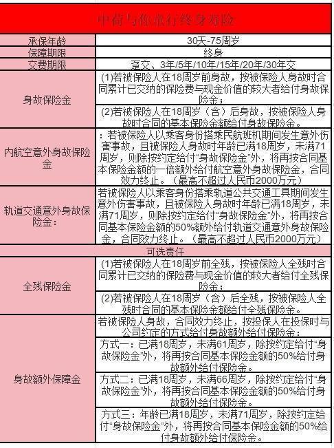 中荷與你童行終身壽險(xiǎn)