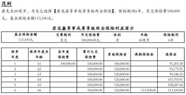 君龍鑫享事成兩全保險